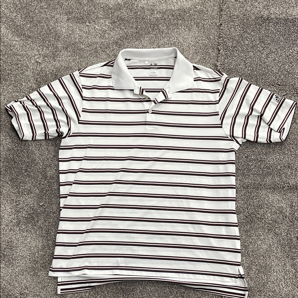 adidas White Polo with Black Stripes